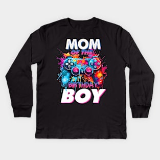 Mom Of The Birthday Boy Matching Video Gamer Birthday Party Kids Long Sleeve T-Shirt